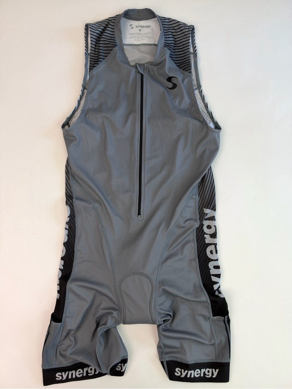 Synergy Triathlon Sleeveless Tri Suit Gray Black Size M